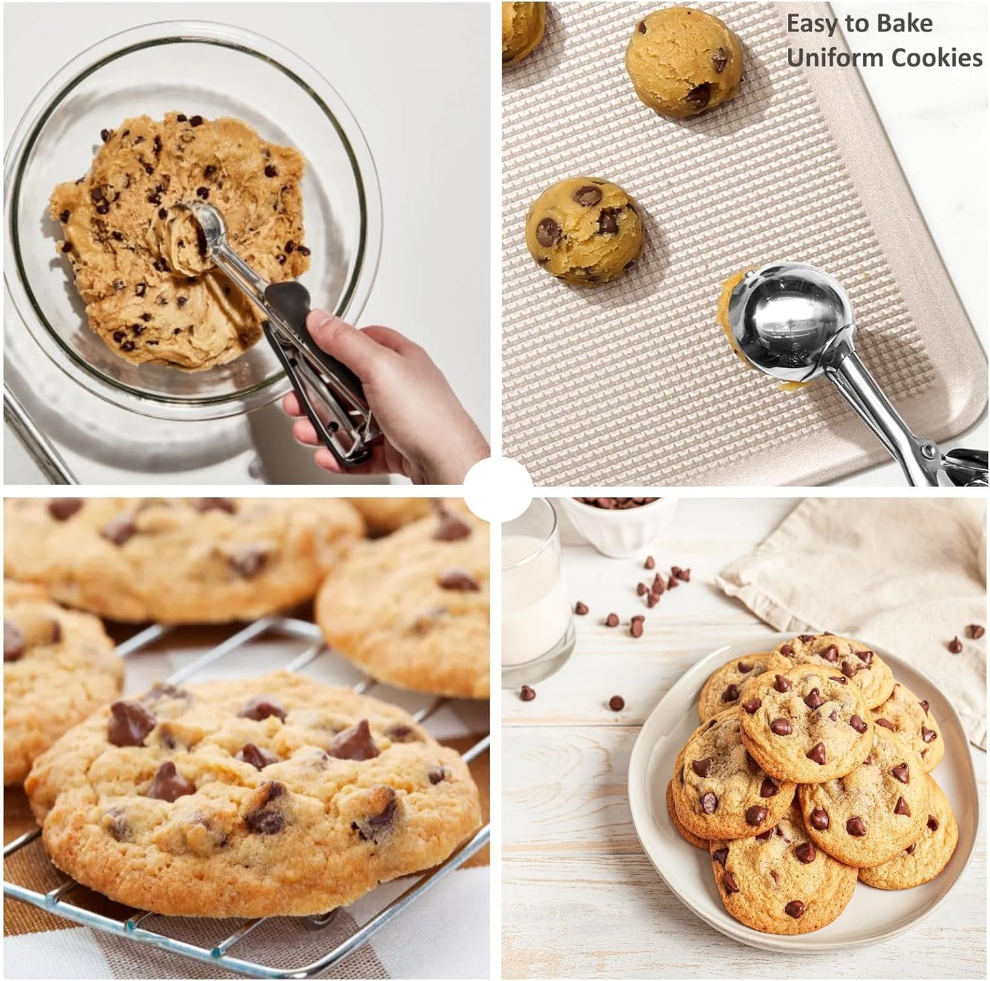 3-Pack Professional Stainless Steel Ice Cream Scoop Set ā #20 / #40 / #60 ā Soft Grip Handle with Trigger Release ā Multipurpose Portion Scoopers