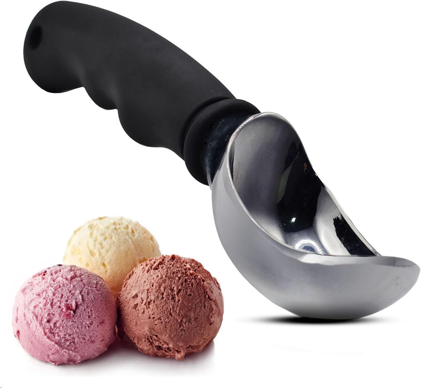 7-Inch Ice Cream Scoop with Ergonomic Anti-Slip Handle – Solid Aluminum Alloy Head – Spring-Free Design – Heavy Duty for Hard Frozen Desserts